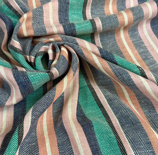 Pânză cu model multicolor din bumbac + in